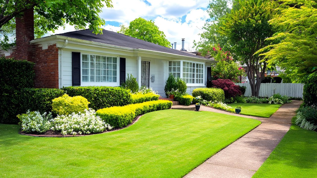 Landscaped garden with stone features