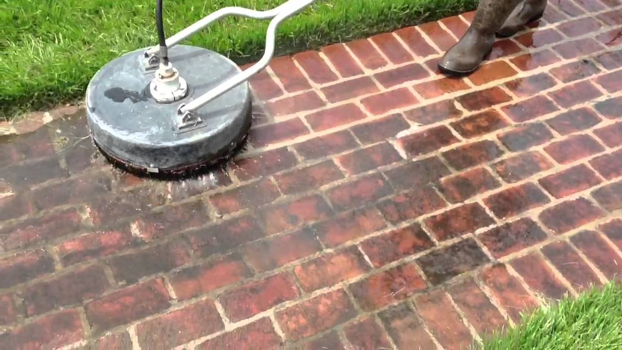 Pressure washing a patio